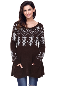 BY27720-17 Brown A-line Casual Fit Christmas Fashion Sweater